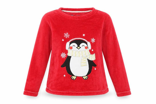 Front view of Studio women’s red round neck polyester jumper, size UK 12