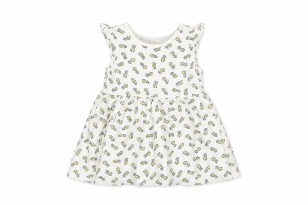 Front view of Primark Baby White Cotton A-Line, size 12-18, Months Round Neck