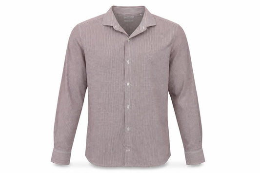 Front view of Next men’s grey check polyester button-up, size 15.5 collared