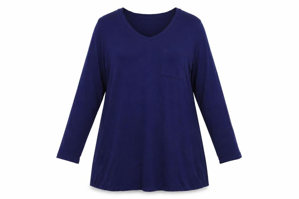 Front view of eanklosco women’s blue viscose a-line, size XL, round neck