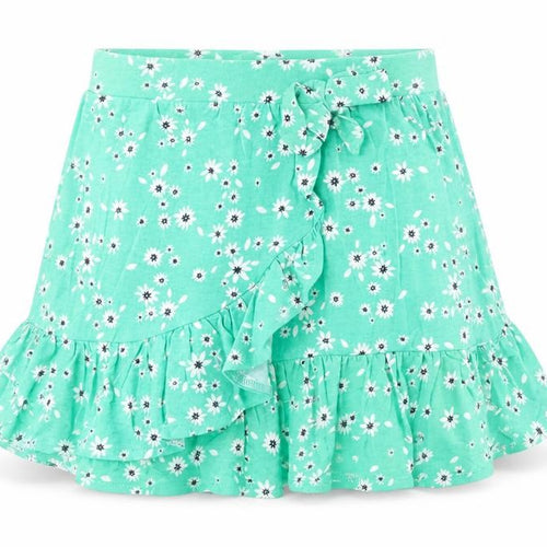 Preworn Girls Green Flecked Cotton A-Line Skirt Size 5 Years  Regular