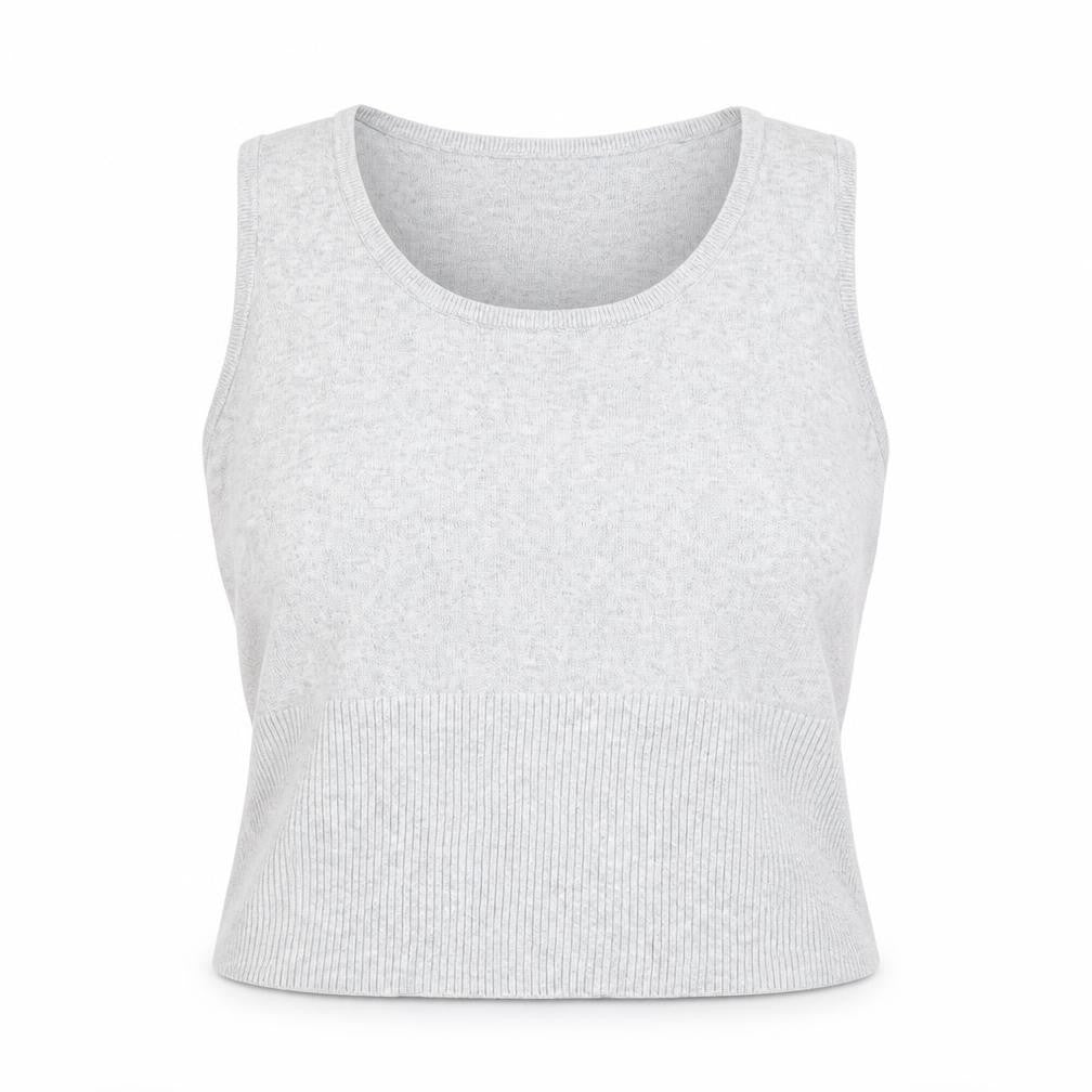 Front view of Atmosphere women’s grey viscose basic tank, size UK 14, scoop neck