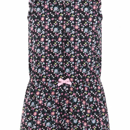 Lilly & Dan Girls Black Floral Cotton Shorts One-Piece Size 5-6 Years   - Pink Blue Yellow Flowers