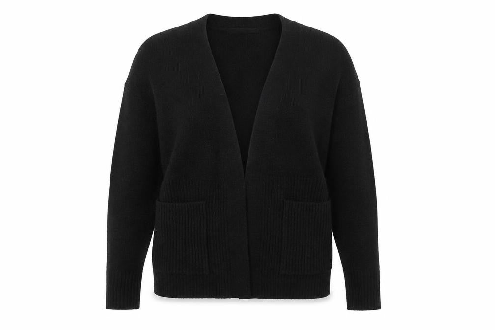 George Womens Black V-Neck  Acrylic Cardigan Jumper Size S