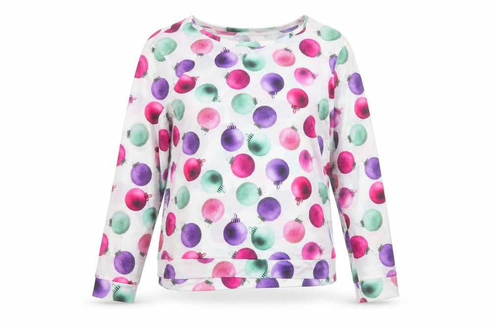 Front view of F&F women’s white round neck polyester jumper, size UK 12