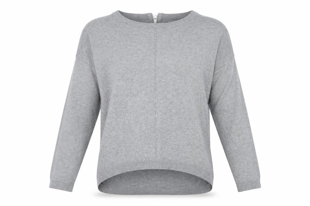 Front view of Atmosphere women’s grey cotton basic t-shirt, size S, round neck