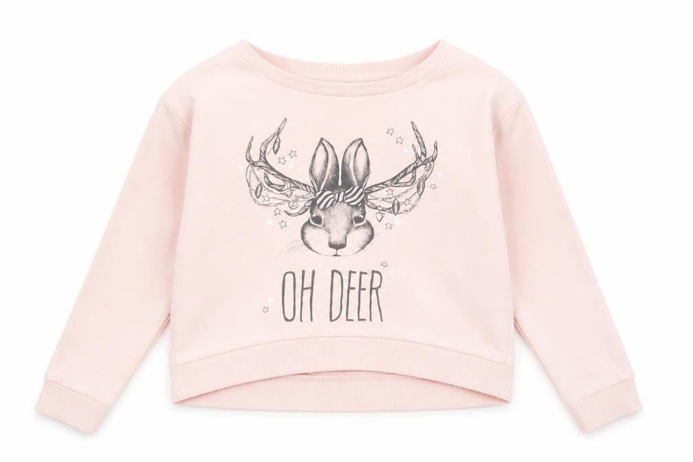 H&M Girls Pink Round Neck  Cotton Pullover Jumper Size 9-10 Years