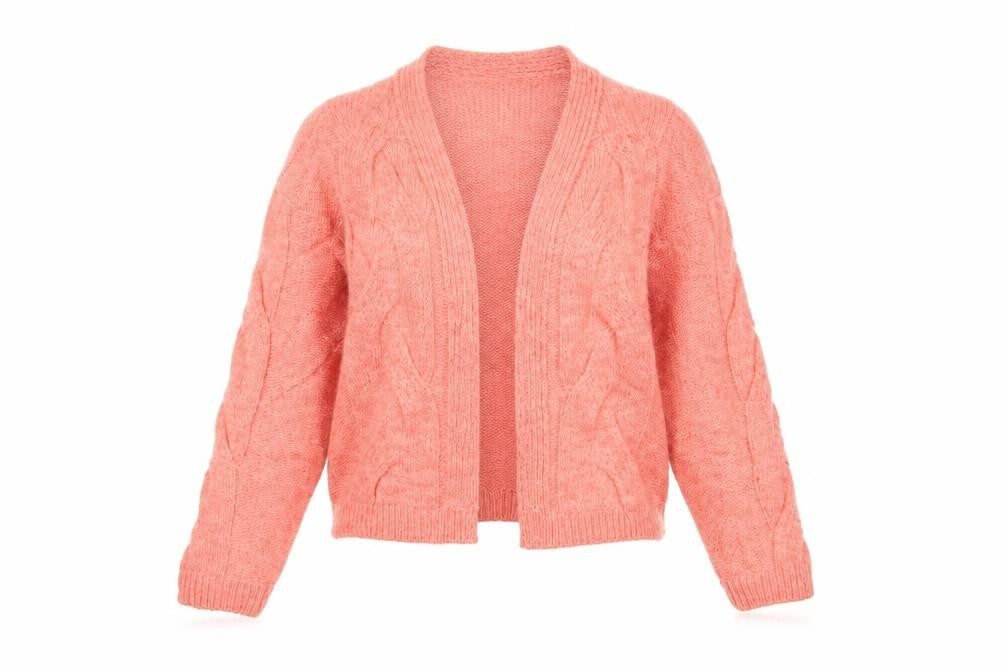 M&S Womens Pink V-Neck  Acrylic Cardigan Jumper Size M