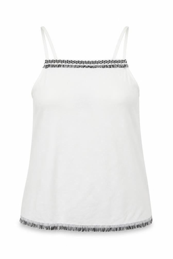 Front view of Next women’s white polyester basic tank, size UK 10, off the shoulder
