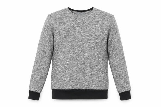 Front view of Primark men’s silver round neck polyester jumper, size S