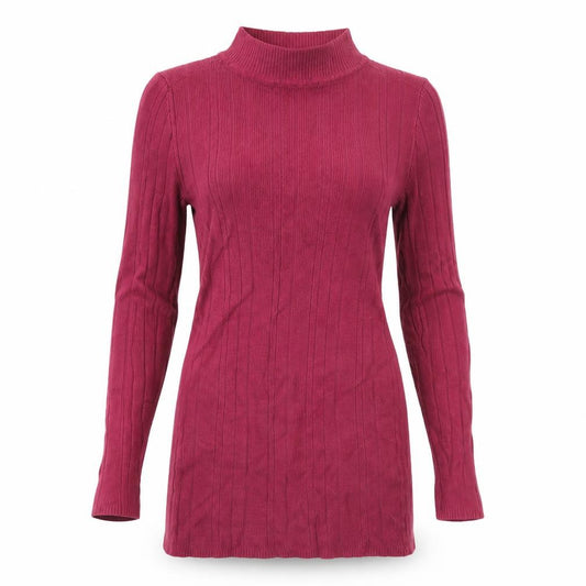Front view of Atmosphere women’s pink high neck viscose jumper, size UK 8
