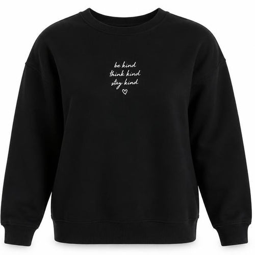New Look Womens Black  Cotton Pullover Sweatshirt Size 8   - BE KIND THINK KIND STAY KIND