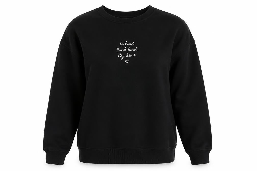 New Look Womens Black  Cotton Pullover Sweatshirt Size 8   - BE KIND THINK KIND STAY KIND
