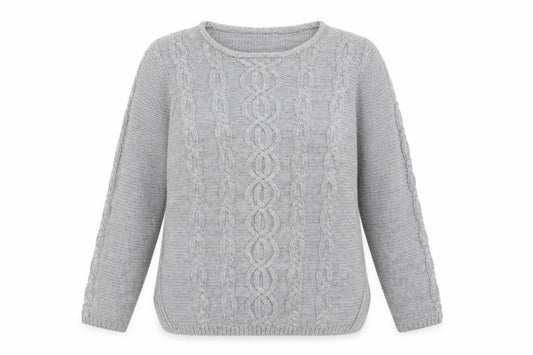 Front view of Debenhams women’s green striped acrylic pullover sweatshirt, size UK 16