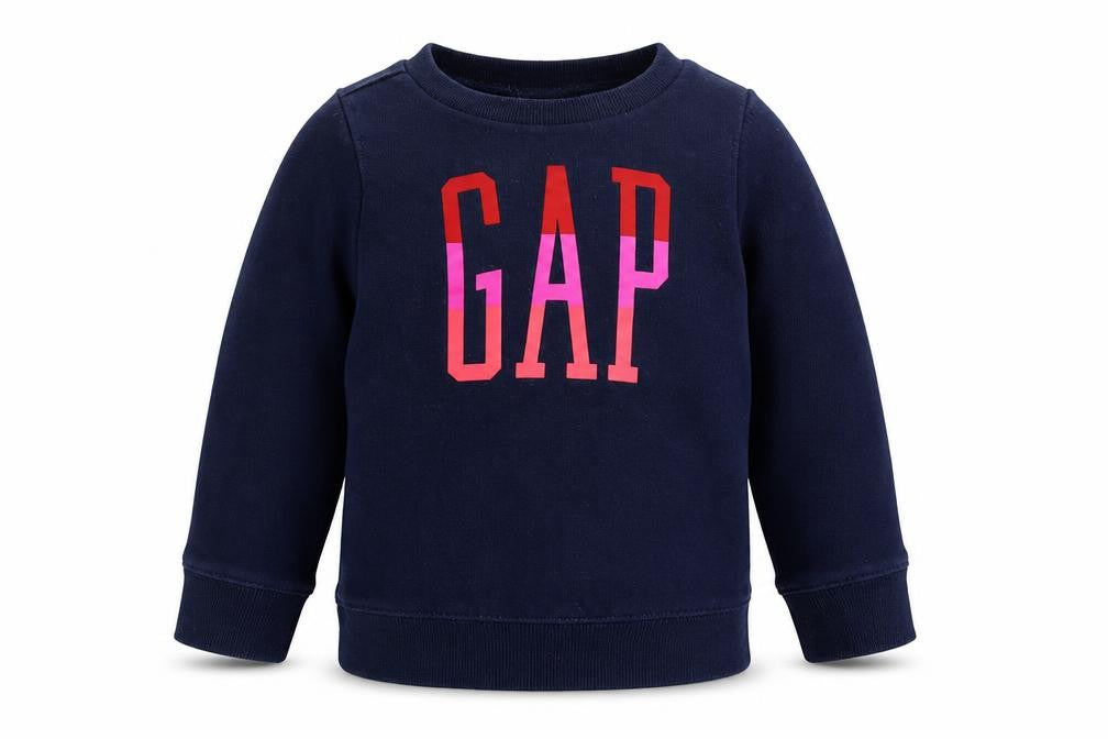 Front view of Gap boys’ blue cotton pullover sweatshirt, size 3, years