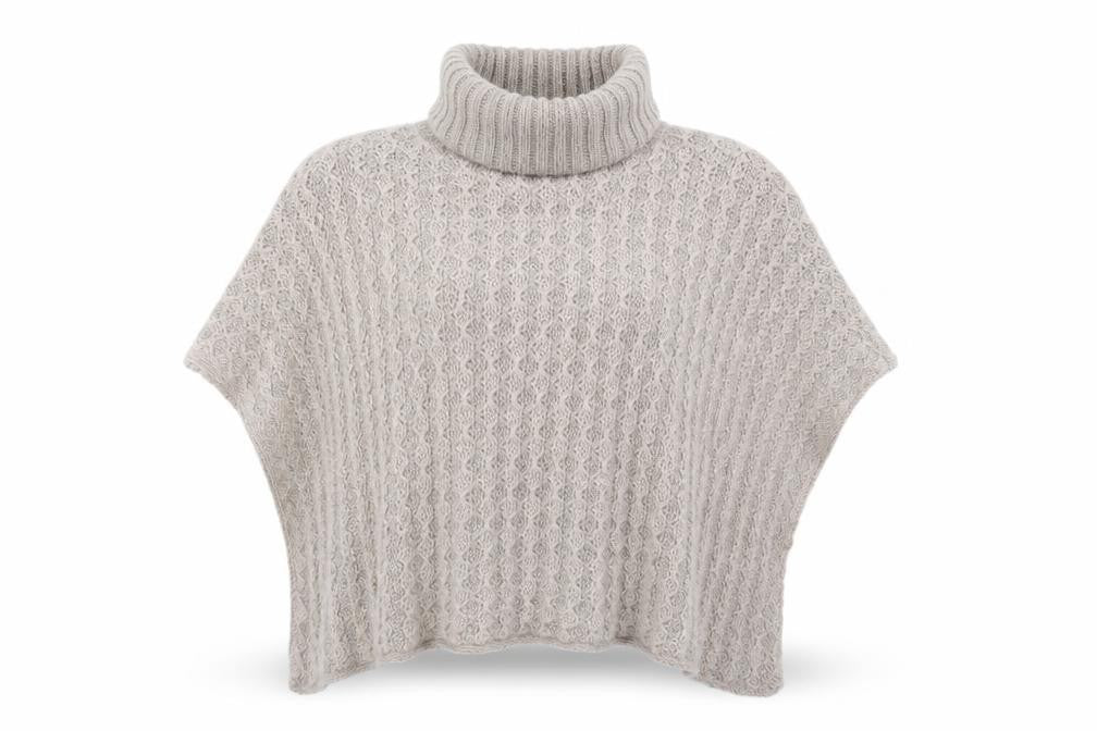 Front view of F&F women’s beige argyle/diamond jacket poncho, size M