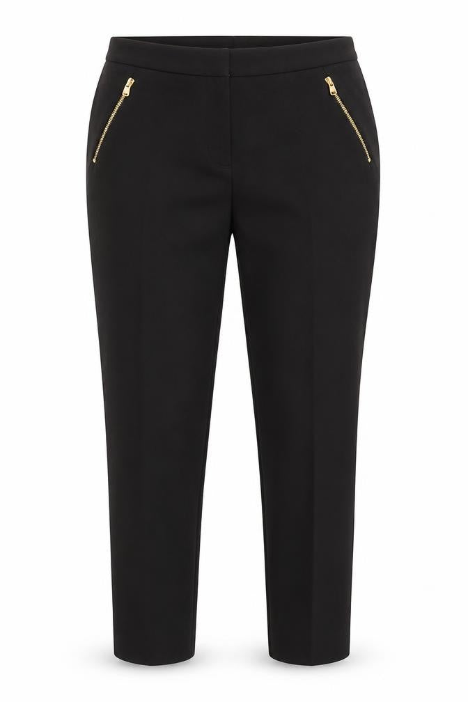 New Look Womens Black  Polyester Trousers  Size 8 L29 in Regular  - Gold Zips to pockets