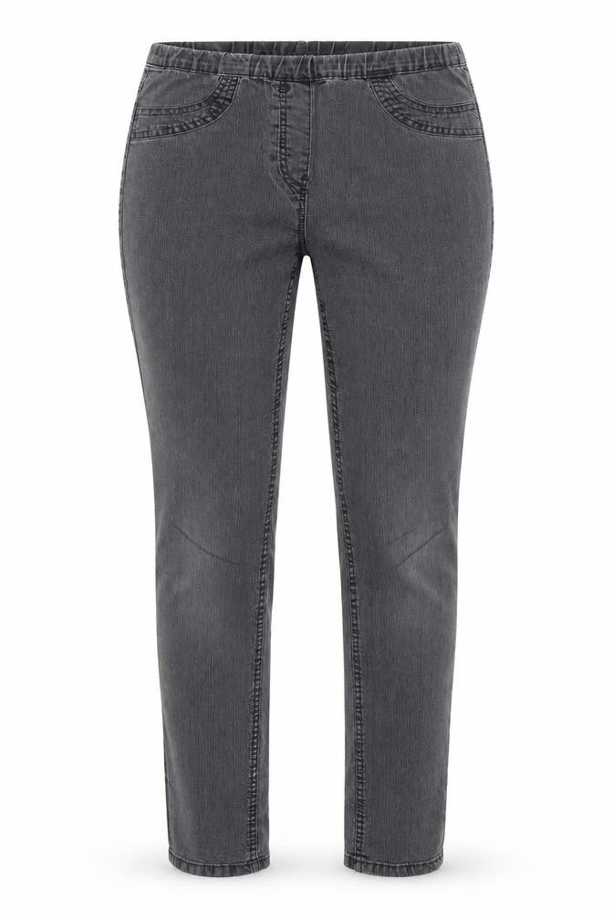 Front view of M&Co women’s black cotton jegging jeans, size UK 12, 30-inch leg regular