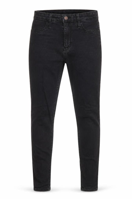 Front view of Hollister women’s black cotton skinny jeans, size UK 25, in, 27-inch leg regular