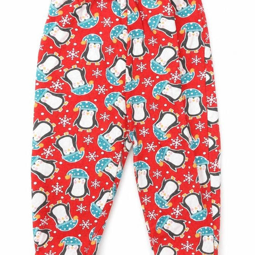 Preworn Baby Red Animal Print Cotton Jogger Trousers Size 9-12 Months