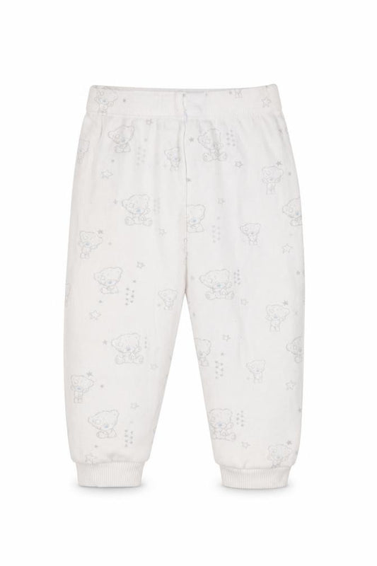 Front view of George Baby White Animal Print Cotton Jogger Trousers, size 9-12, Months