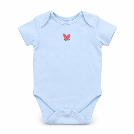 Front view of George Baby Blue Cotton Babygrow One-Piece, size 0-3, Months - LADYBUG