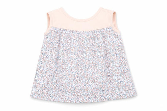 Front view of Next girls’ multicoloured floral cotton a-line, size 0-3, months crew neck