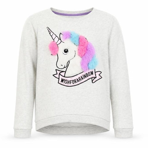 H&M Girls Grey  Cotton Pullover Sweatshirt Size 11-12 Years   - Unicorn