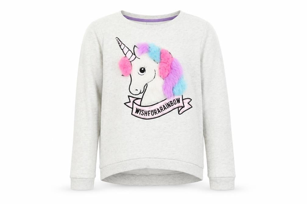 H&M Girls Grey  Cotton Pullover Sweatshirt Size 11-12 Years   - Unicorn