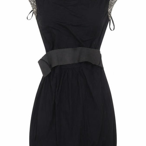 Dorothy Perkins Womens Black  Viscose A-Line  Size 12 Cowl Neck