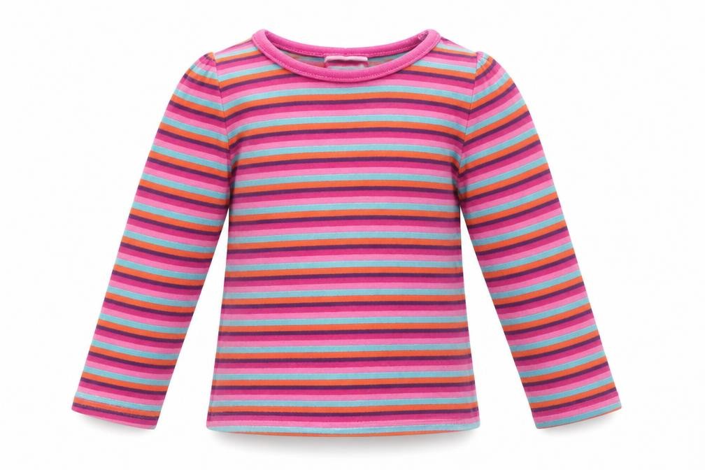 Cherokee Girls Multicoloured Striped Cotton Pullover T-Shirt Size 2-3 Years Round Neck