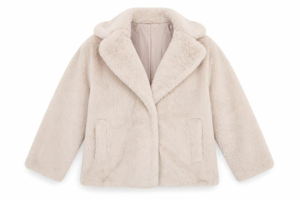 Front view of New Look women’s grey overcoat jacket, size UK 16
