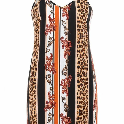 Boohoo Womens Black Animal Print Polyester A-Line  Size 12 V-Neck