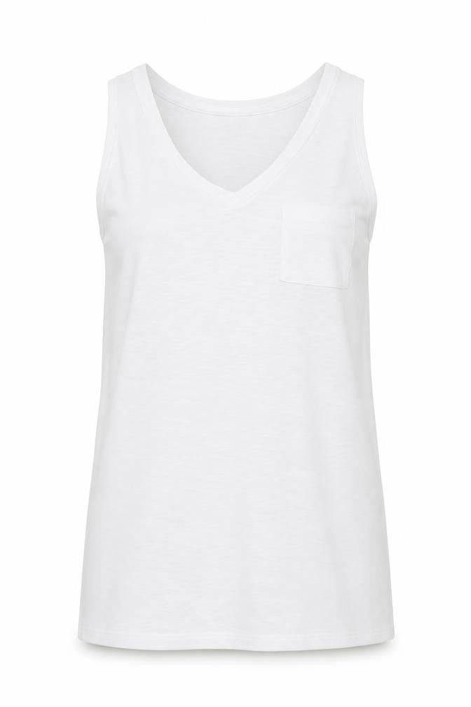Papaya Womens White  Polyester Tunic Tank Size M V-Neck - Short Side Hemline vents