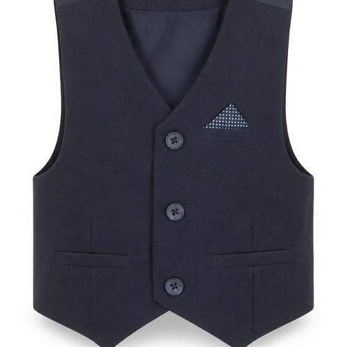 Urban Rascals Boys Grey   Gilet Waistcoat Size 3 Years   - Dress Waistcoat Blue with White polka dot faux hankerchief