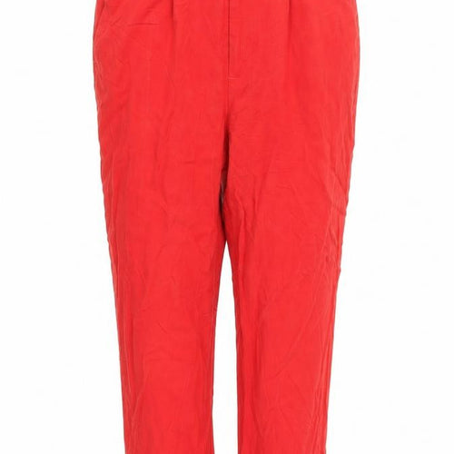 Zara Womens Red  Polyester Dress Pants Trousers Size S L22 in Regular