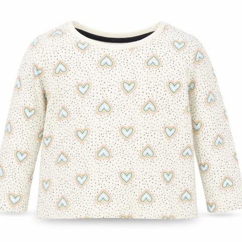 Primark Girls Beige Spotted Cotton Basic T-Shirt Size 12-18 Months Crew Neck