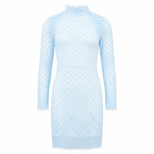 Preworn Womens Blue Argyle/Diamond Polyester Pencil Dress  Size M High Neck