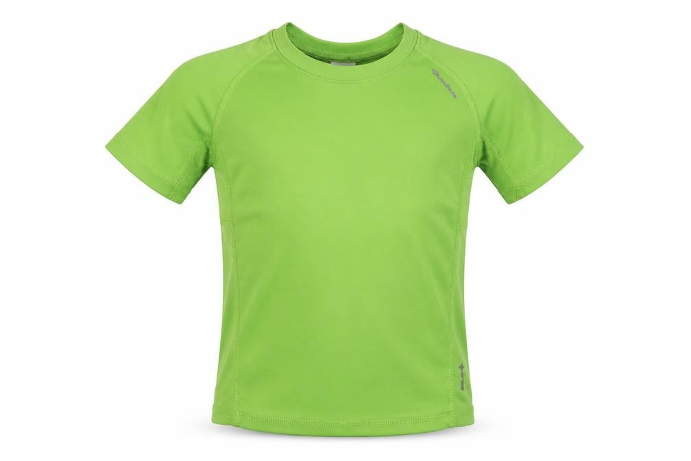 Front view of Quechua boys’ green polyester basic casual, size 5-6, years crew neck