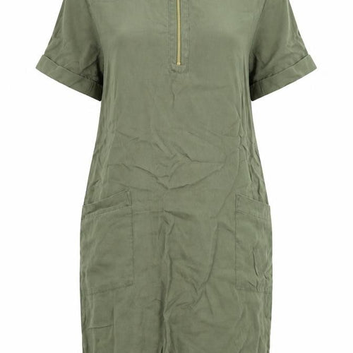 F&F Womens Green  Lyocell Shirt Dress  Size 6 Crew Neck