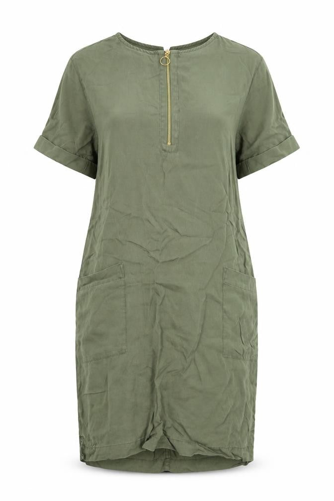 F&F Womens Green  Lyocell Shirt Dress  Size 6 Crew Neck