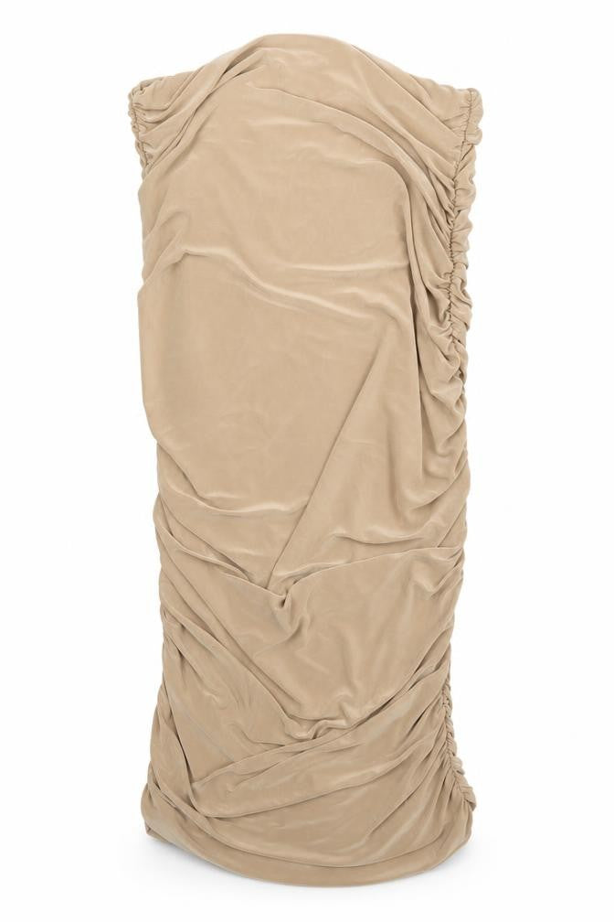 Boohoo Womens Beige  Polyester Pencil Dress  Size 10 Off the Shoulder
