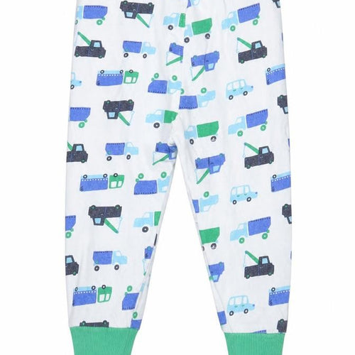 Mothercare Girls White Geometric Cotton Sweatpants Leggings Size 12-18 Months   - Cars and Trucks