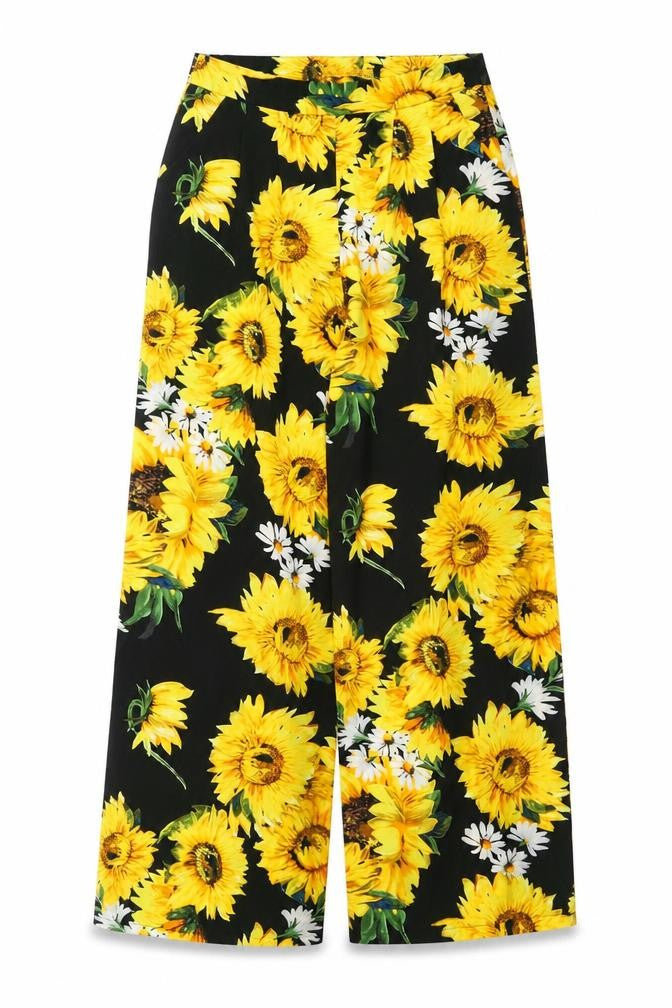 Preworn Womens Black Floral Polyester Trousers  Size S L30 in Regular