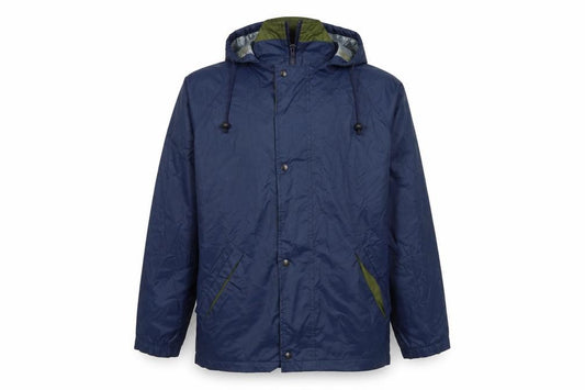 Front view of Marks & Spencer men’s blue rain coat coat, size S