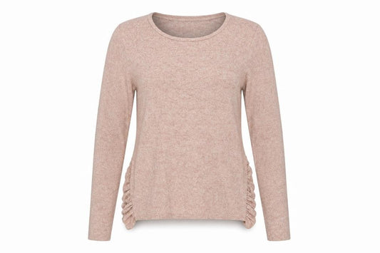 Front view of Next women’s pink crew neck viscose jumper, size UK 10