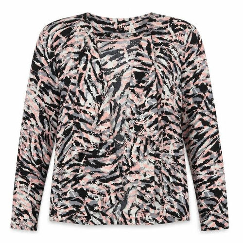 George Womens Black Animal Print  Jacket  Size 8   - Waterfall Jacket Pink Black Ivory