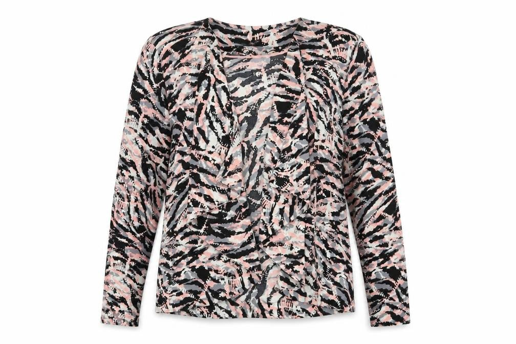 George Womens Black Animal Print  Jacket  Size 8   - Waterfall Jacket Pink Black Ivory