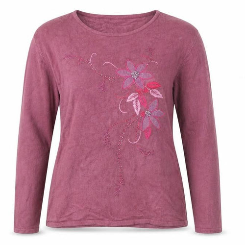 Lauren taylor Womens Pink Round Neck Floral Acrylic Pullover Jumper Size M