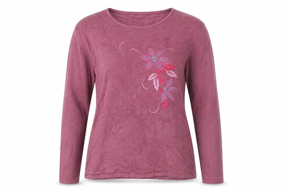 Lauren taylor Womens Pink Round Neck Floral Acrylic Pullover Jumper Size M